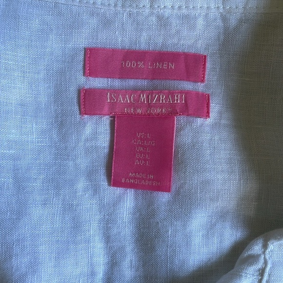 Isaac Mizrahi White Boho Linen Relaxed Beachy Tunic - Picture 9 of 10